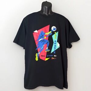 Reebok Allen Iverson BB Geometric Layup Men's Short Sleeve Black Tee Men Size XL